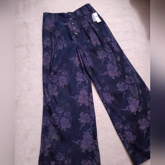 Anthropologie Pants - Anthropologie Pilcro ultra high rise wide leg pants jean blue purple metallic 27